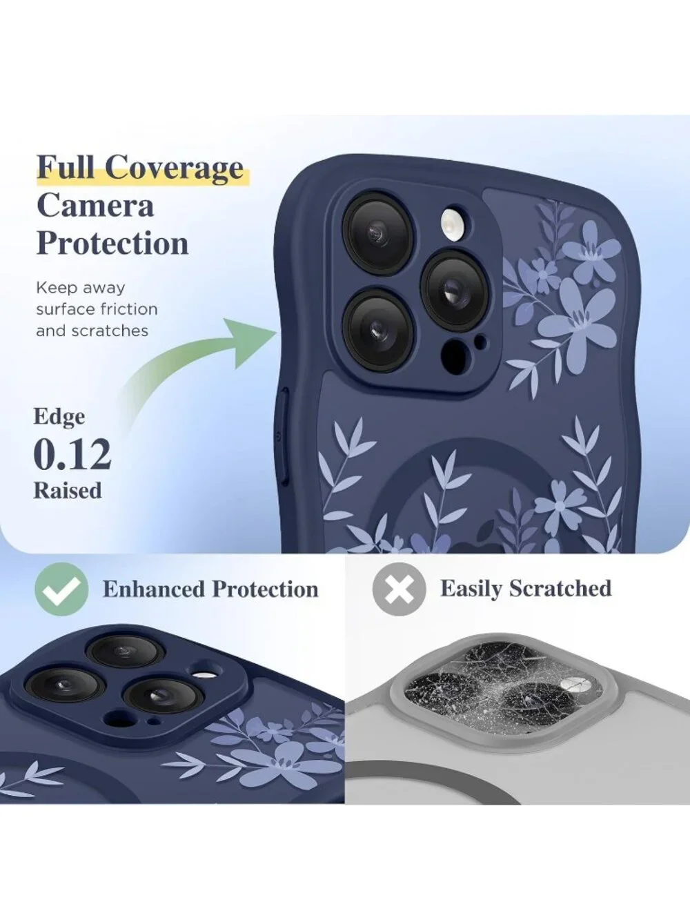 iPhone 14 Pro Botanic Arc/Blue Compatible with MagSafe Floral Translucent Case